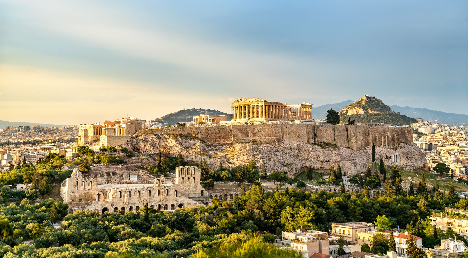 View of the Acropolis of Athens in Greece
